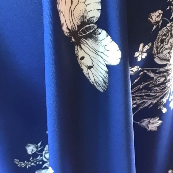 ROYAL blue flowers and butterflies print dress fit and flare NWOT - Picture 10 of 11